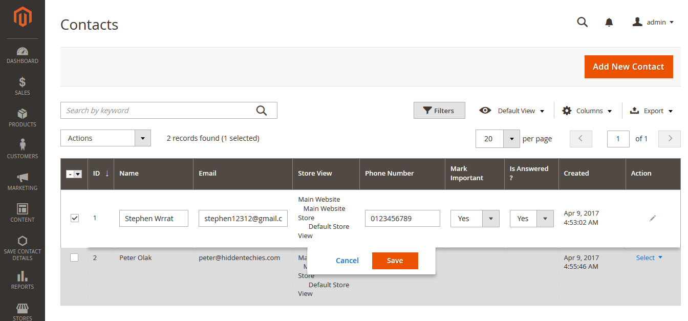 Contact Manager Magento 2
