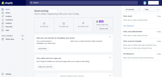 Shopify Dash board live