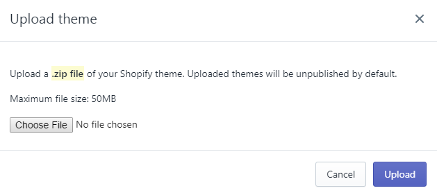 Shopify Upload Theme