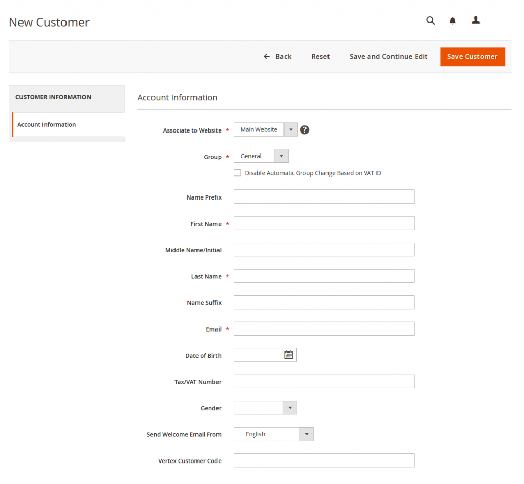 How to Create a New Customer Account from Admin in Magento 2
