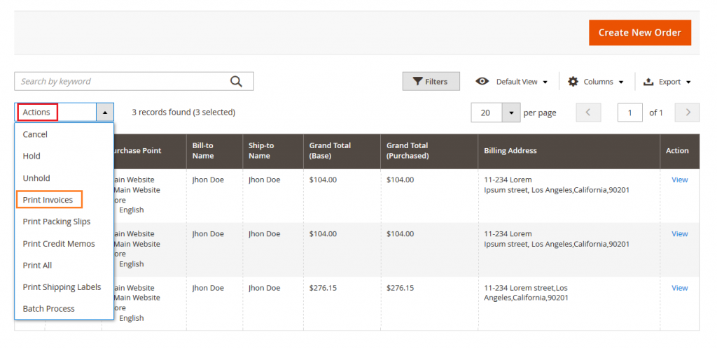 How to Print Multiple Invoices in Magento 2