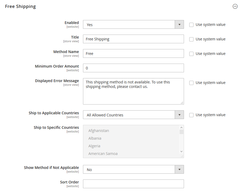 How to Configure Free Shipping Method in Magento 2