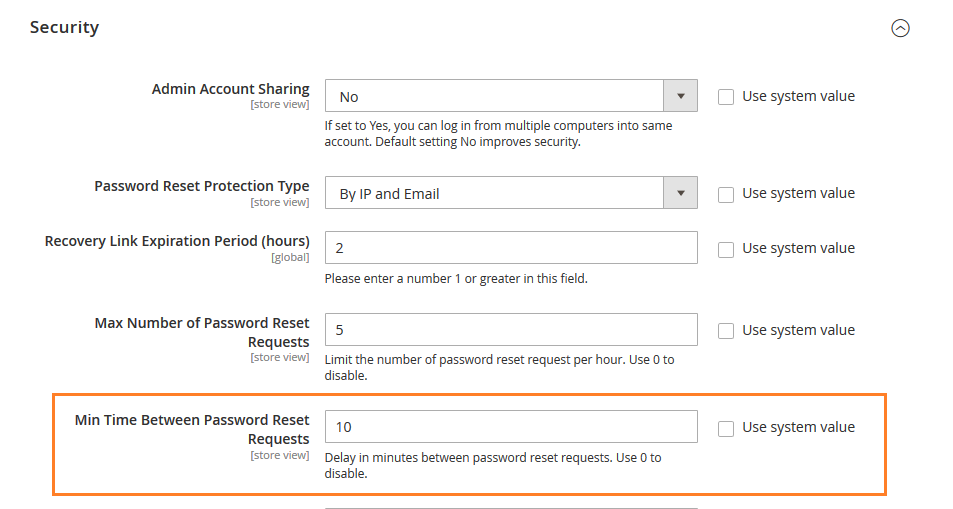 How to Configure Minimum Time Between Password Reset Requests for Admin in Magento 2