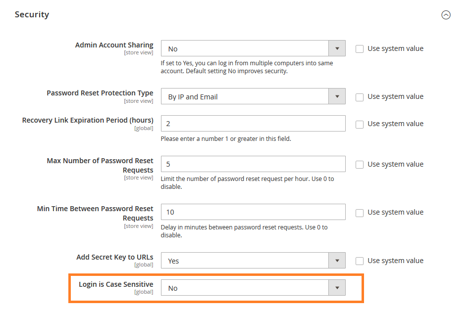 How to Enable Case Sensitive Login for Admin in Magento 2