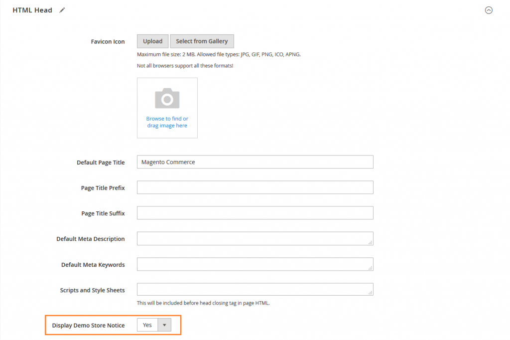 How to Set the Store Demo Notice in Magento 2