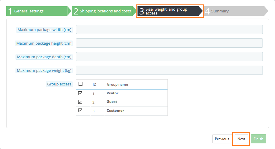 carrier size setting