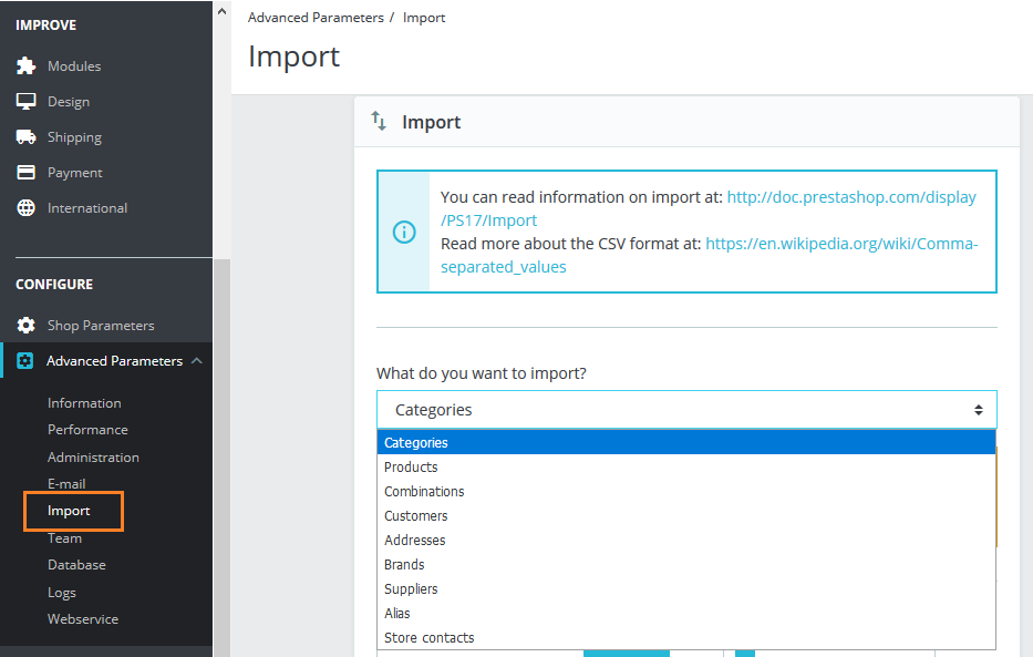 import brand csv