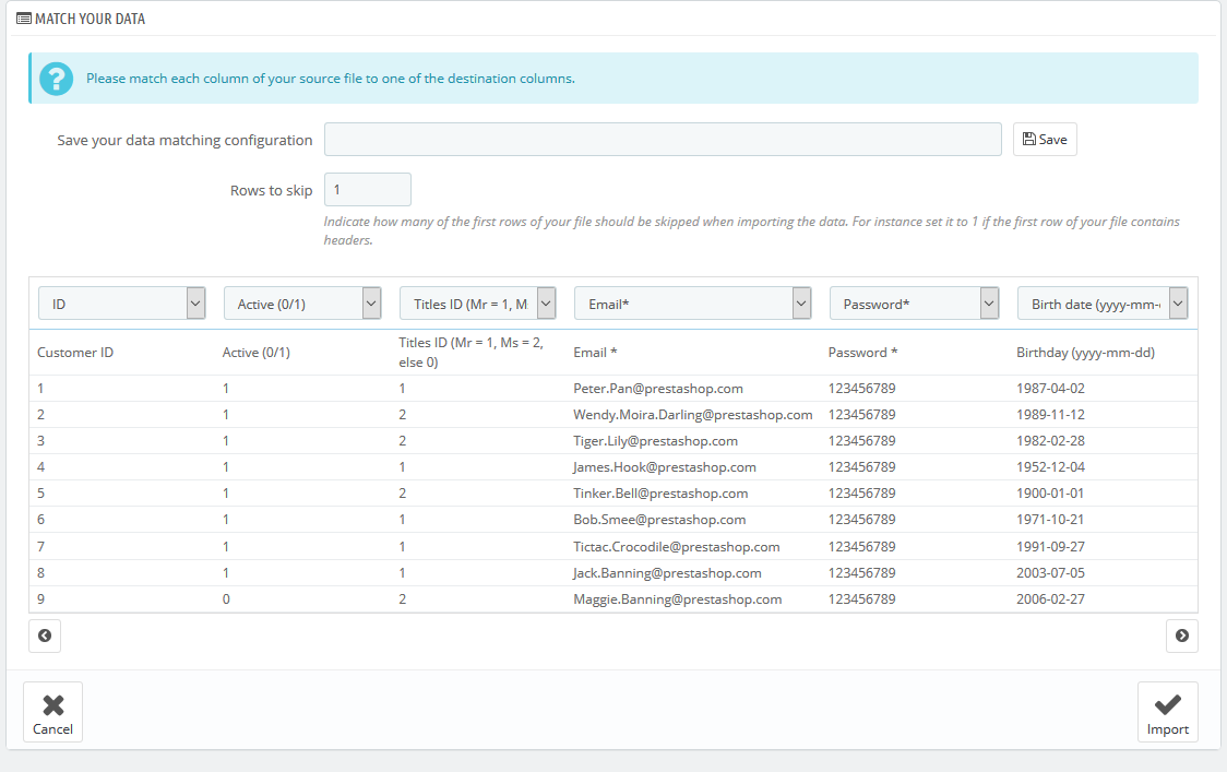 import customer data