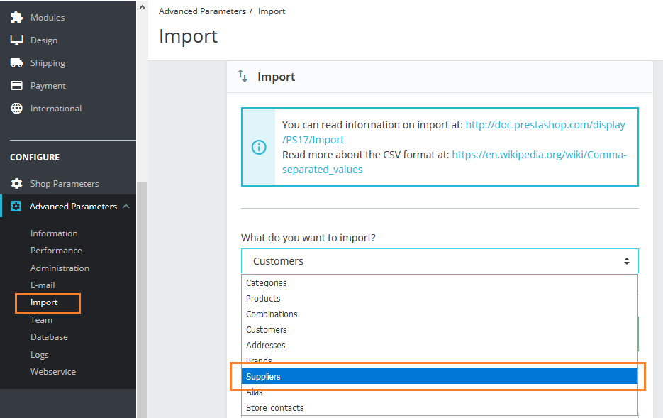 import supplier csv