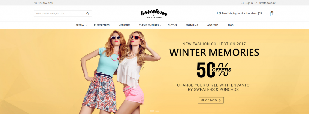 Barcelona - Fashion and Accessories 3dcart Theme