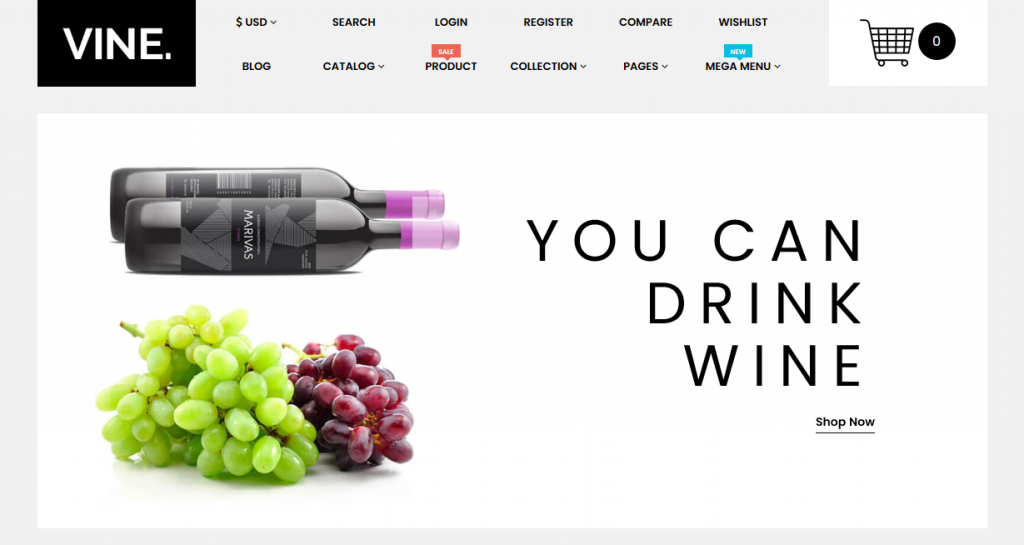 Vine - Restaurant Food & Drinks Shopify Theme Health Beauty eCommerce Template