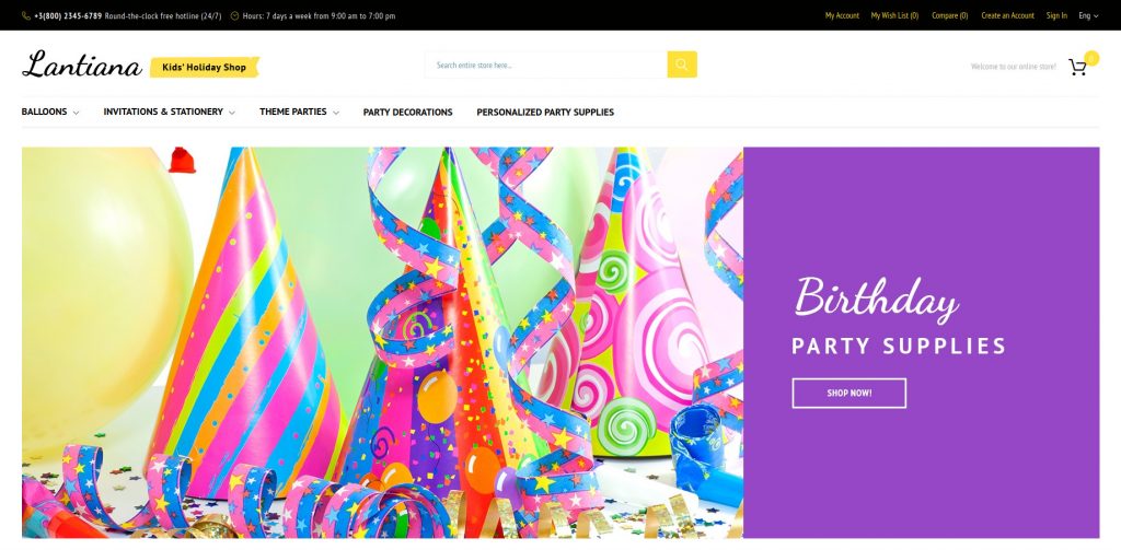 Lantiana - Party Supplies Magento Theme