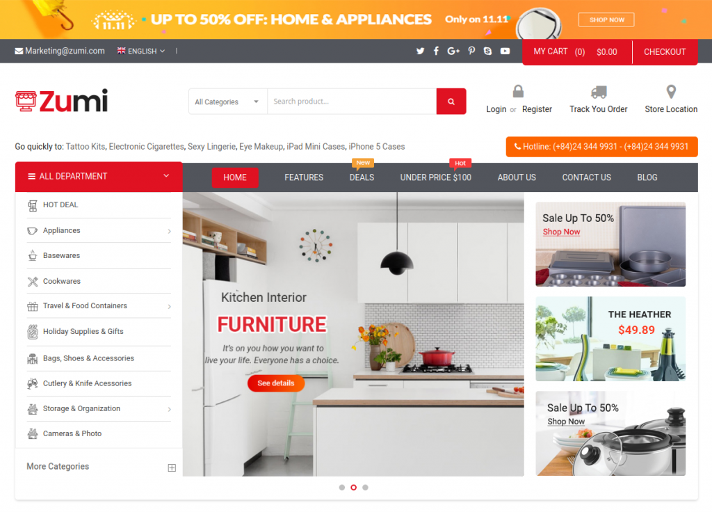 Zumi - Flexible and Modern Kitchen Appliance Magento 2 Theme