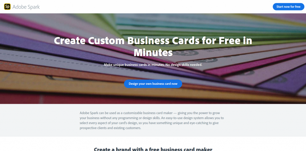 Adobe Spark Free business Card Maker