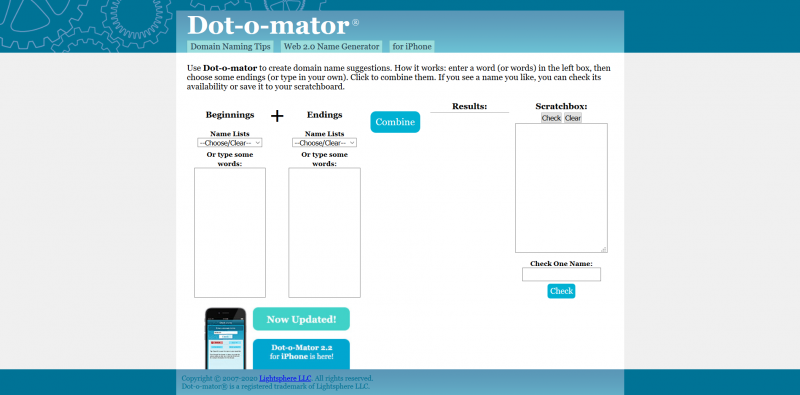 Dot-o-Mator - Domain Name Generator