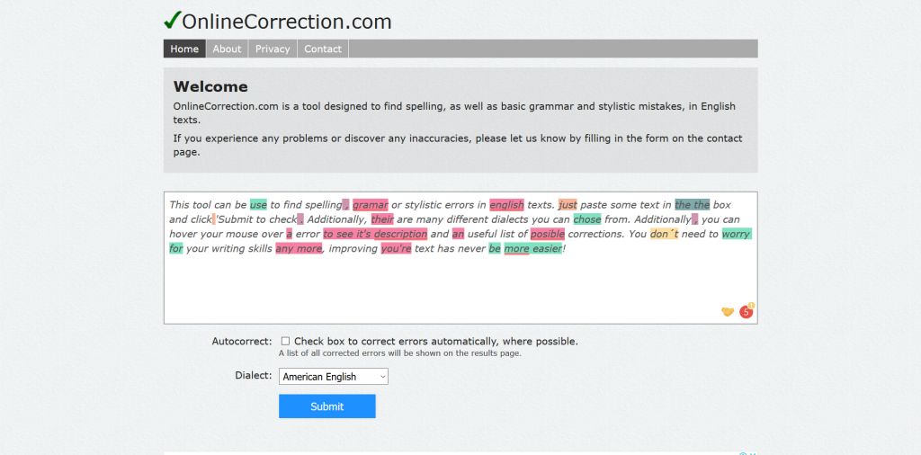 OnlineCorrection - Online Grammar Checker
