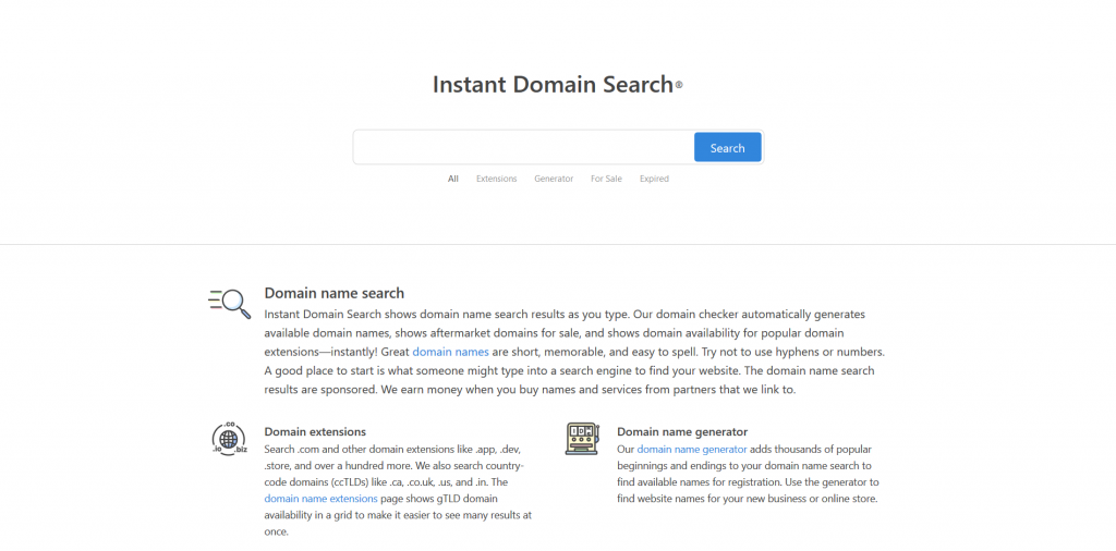 Instant Domain Search - Domain Name Generator