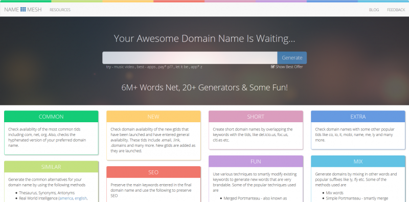 NameMesh - Domain Name Generator