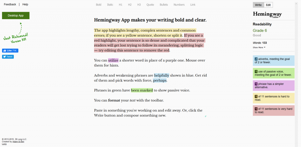 Hemingway - Online Grammar Checker