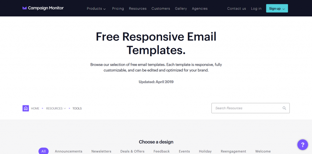 CampaignMonitor’s Email Marketing Templates