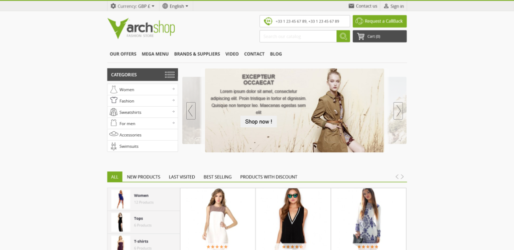 Varchshop Lite - Fashion Store Prestashop Theme