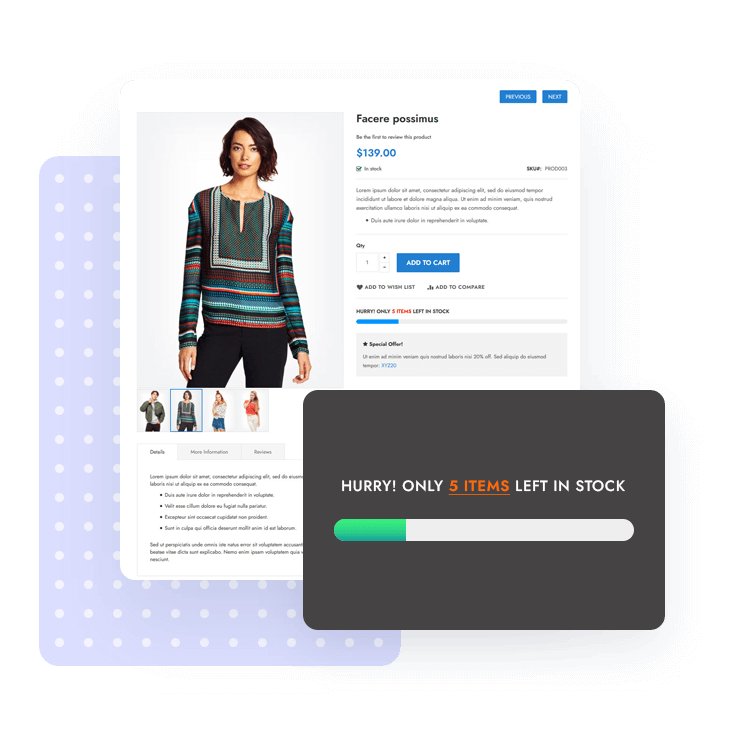 Scarcity with Remaining Stock | Etrend Magento 2 Theme