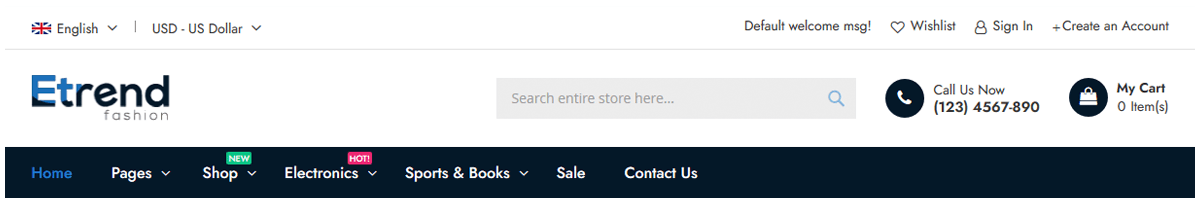 Header Layout Option 1