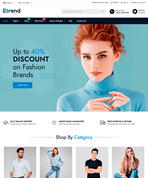 Etrend Magento 2 Theme - Home Page