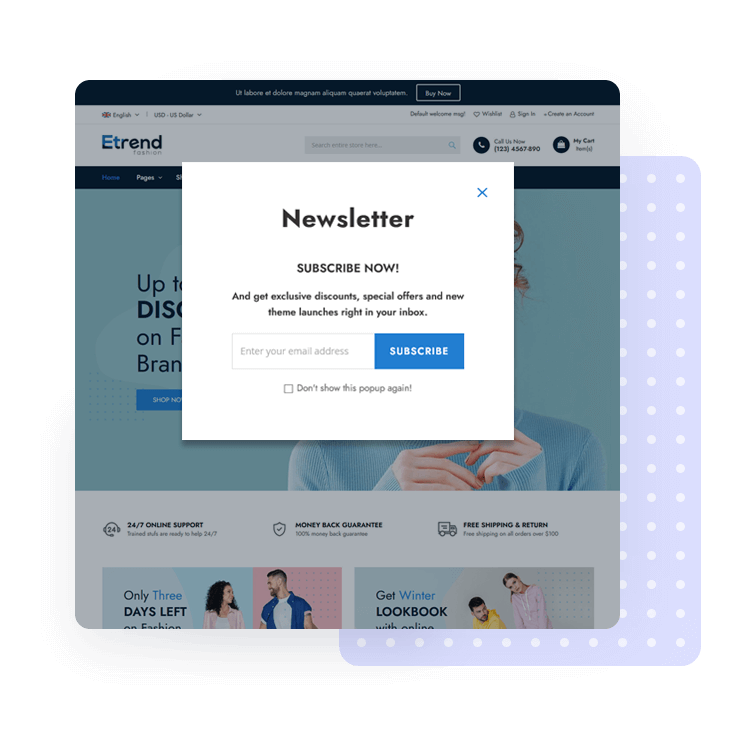 Newsletter Popup | Etrend Magento 2 Theme