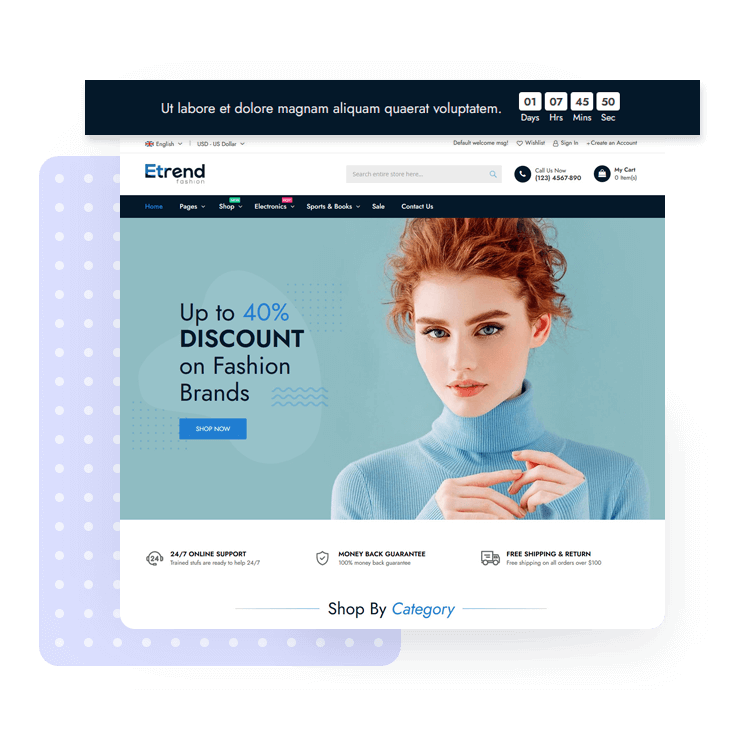 Promotion Bar | Etrend Magento 2 Theme