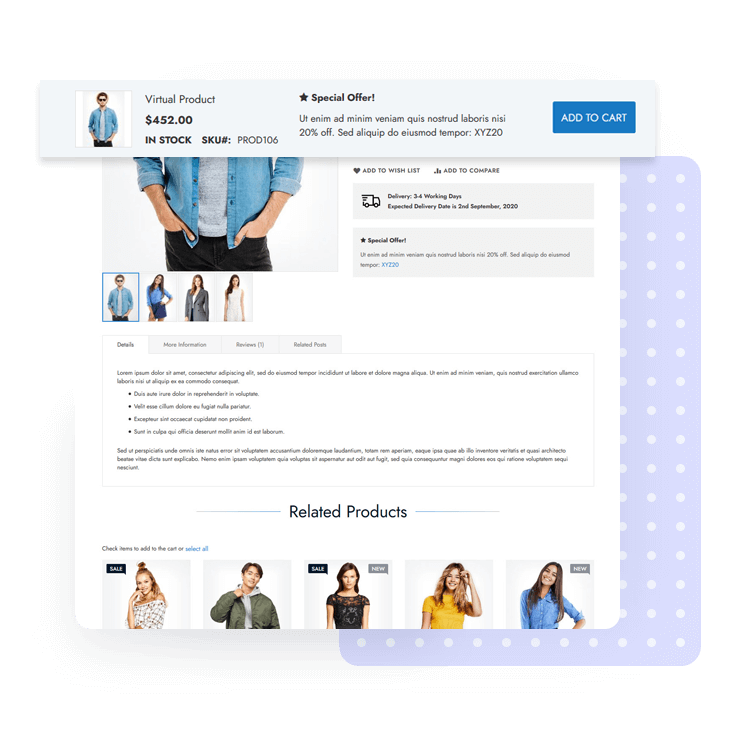 Sticky Add to Cart | Etrend Magento 2 Theme