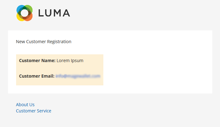 Admin Email Notifications Email Screen