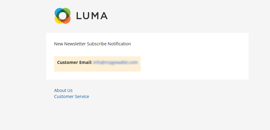 Admin Email Notifications Email Screen