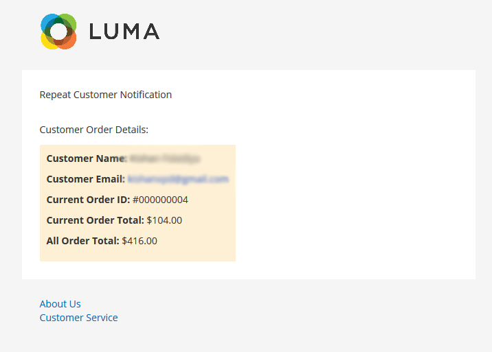 Admin Email Notifications Email Screen