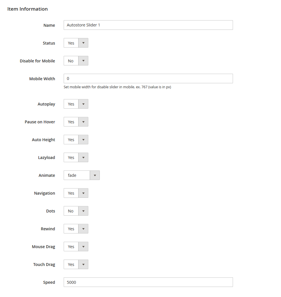 AutoStore - Edit Slider