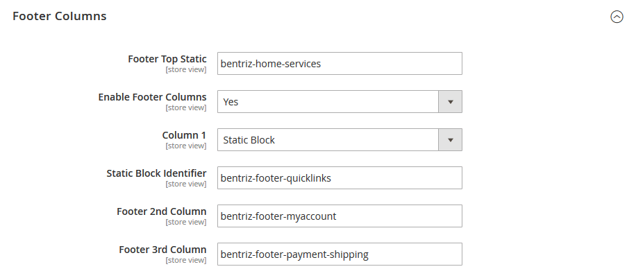 Bentriz - Footer Columns