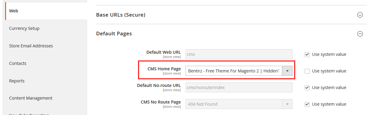 Bentriz - Select Or Change Homepage
