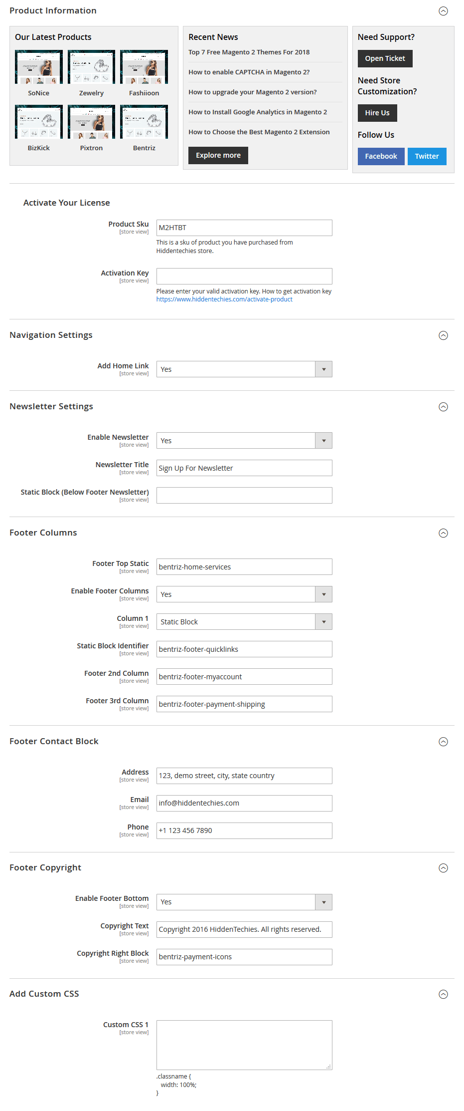 Bentriz - Free Magento 2 Theme Settings