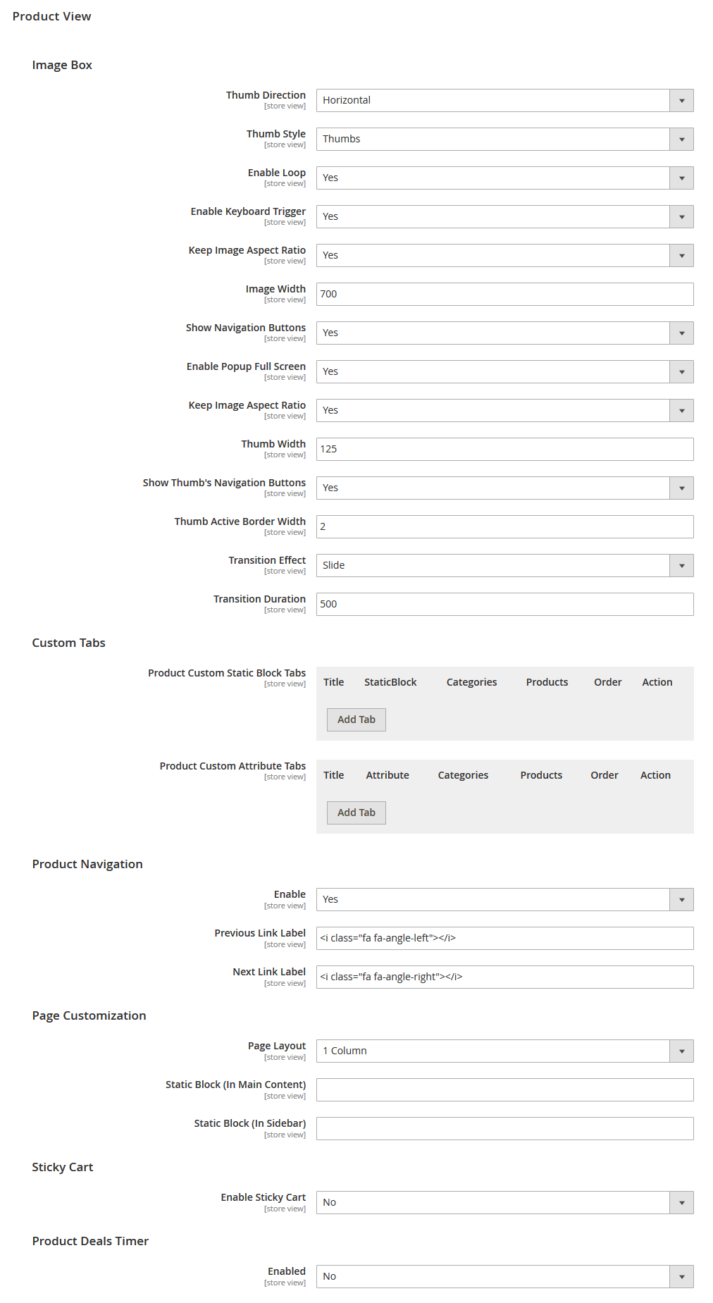 Blue Diamond - Product Page Configuration