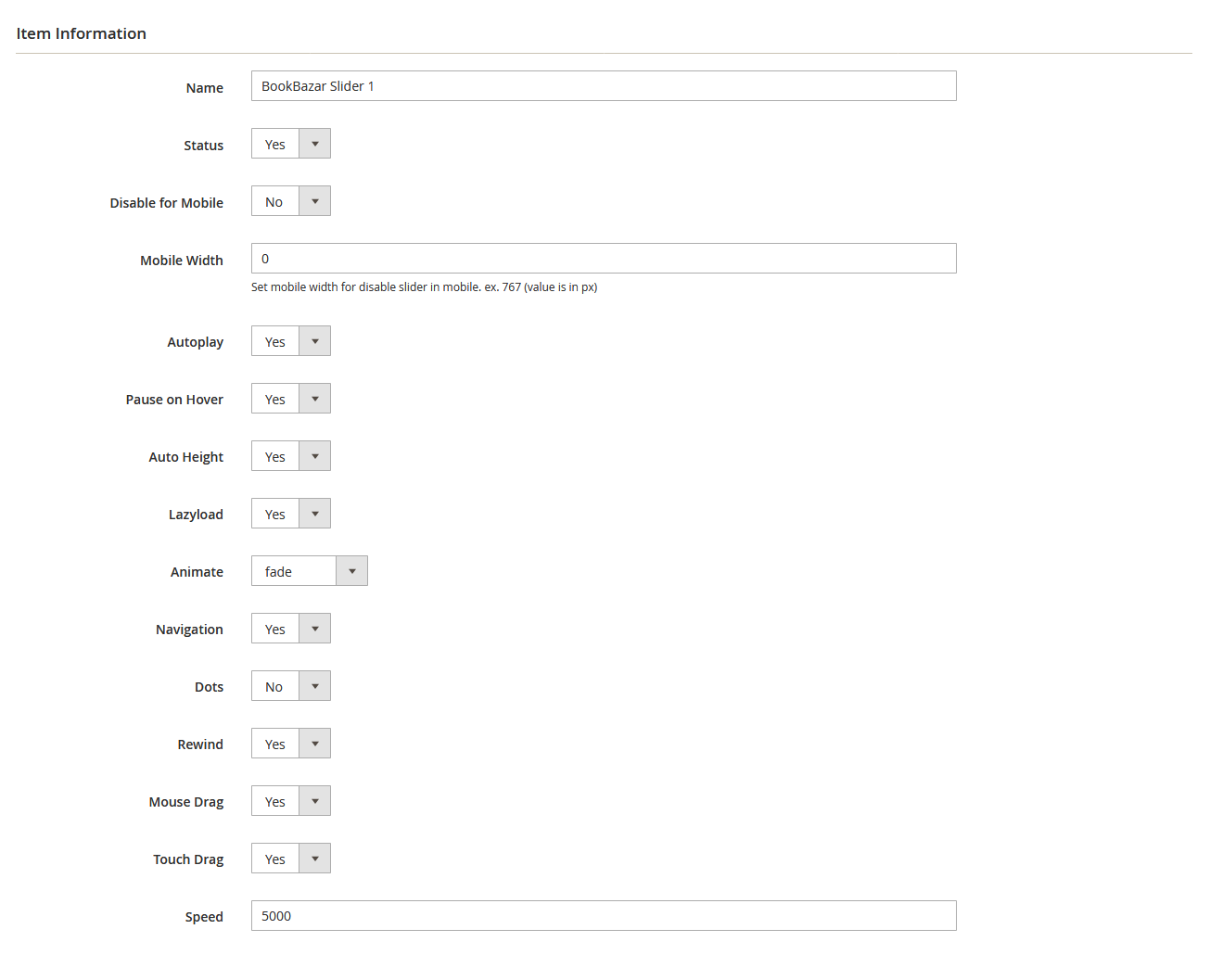 BookBazar - Edit Slider
