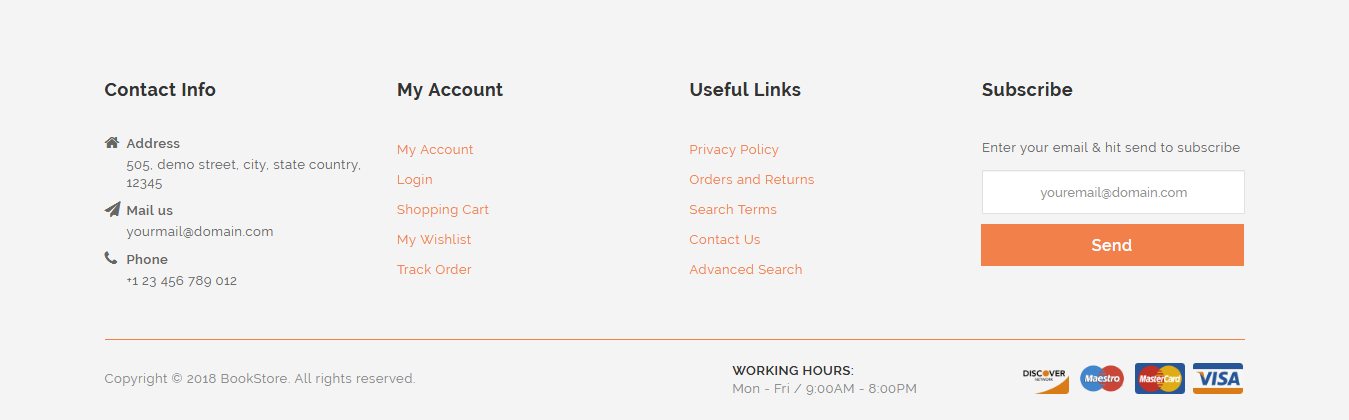 BookStore - Footer Columns Frontend