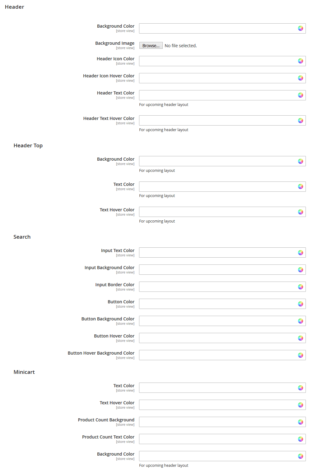 BookStore - Header Color Config