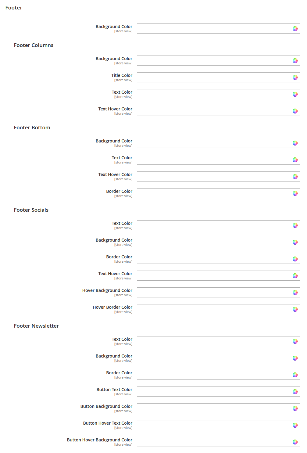 BookStore - Footer Color Config