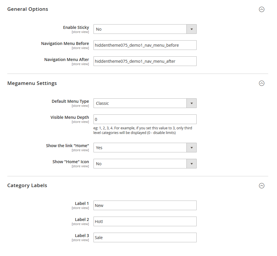 Ceramic World - Menu Configuration
