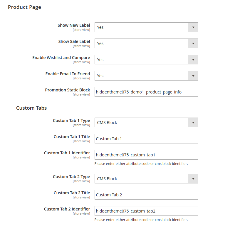 Ceramic World - Product Page Configuration