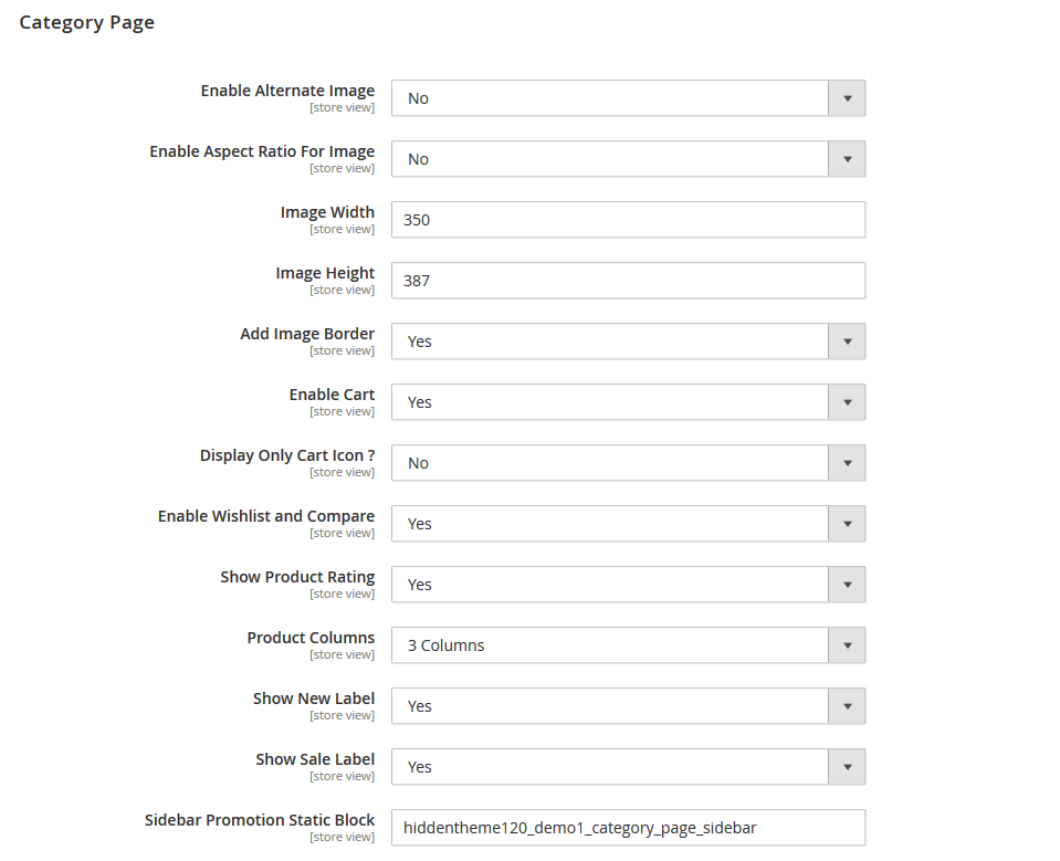 Curve - Category Page Configuration