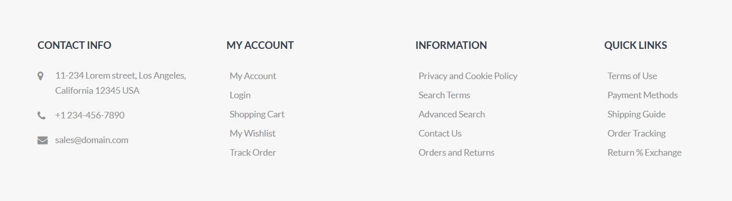 Curve - Footer Columns Frontend