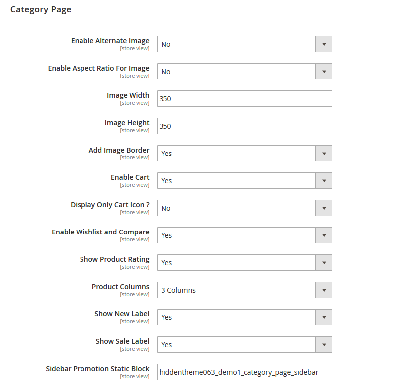 Cushion - Category Page Configuration