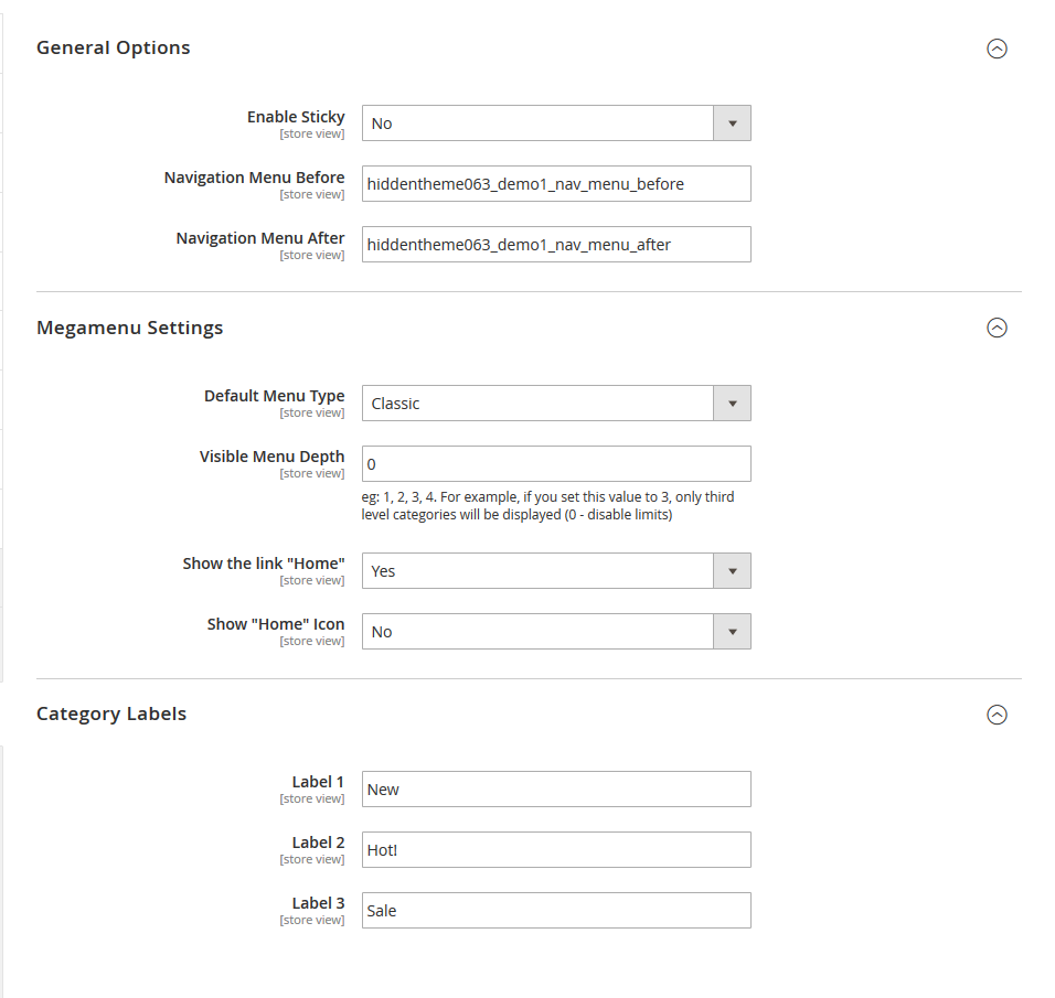 Cushion - Menu Configuration