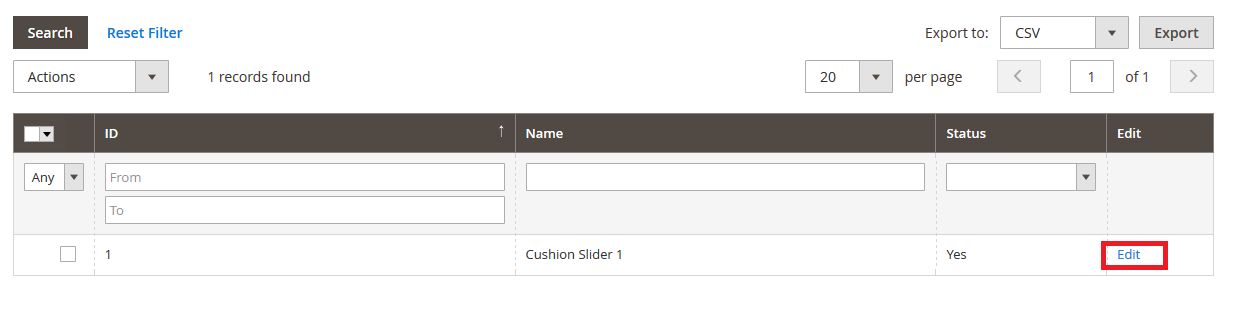 Cushion - Manage Slider